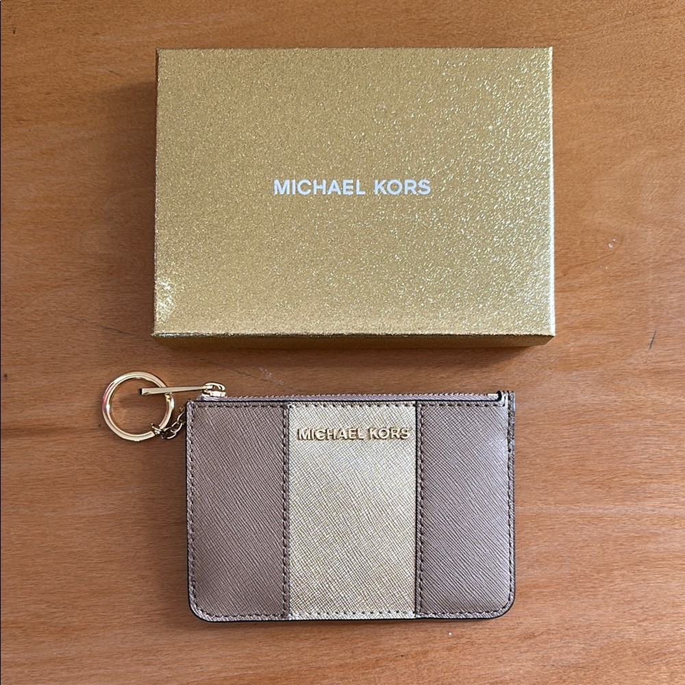 Michael Kors Gold and Tan Leather Wallet